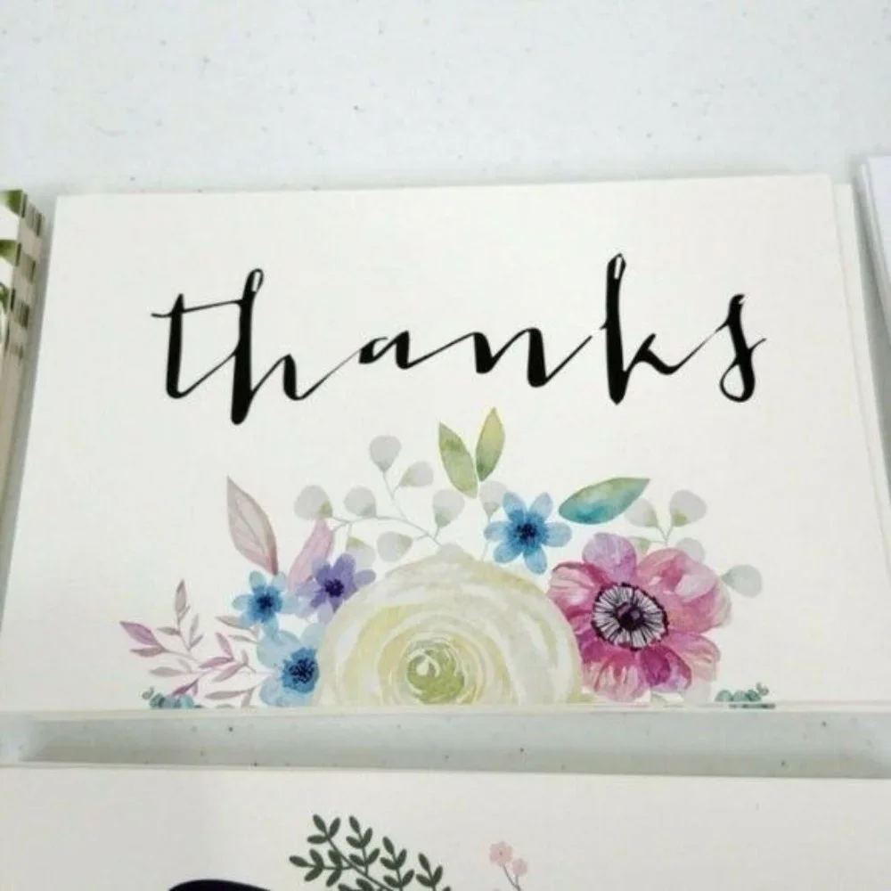 48 X 2 Packs Premium Thank You Cards 5 Floral Designs with Envelopes (2 …
